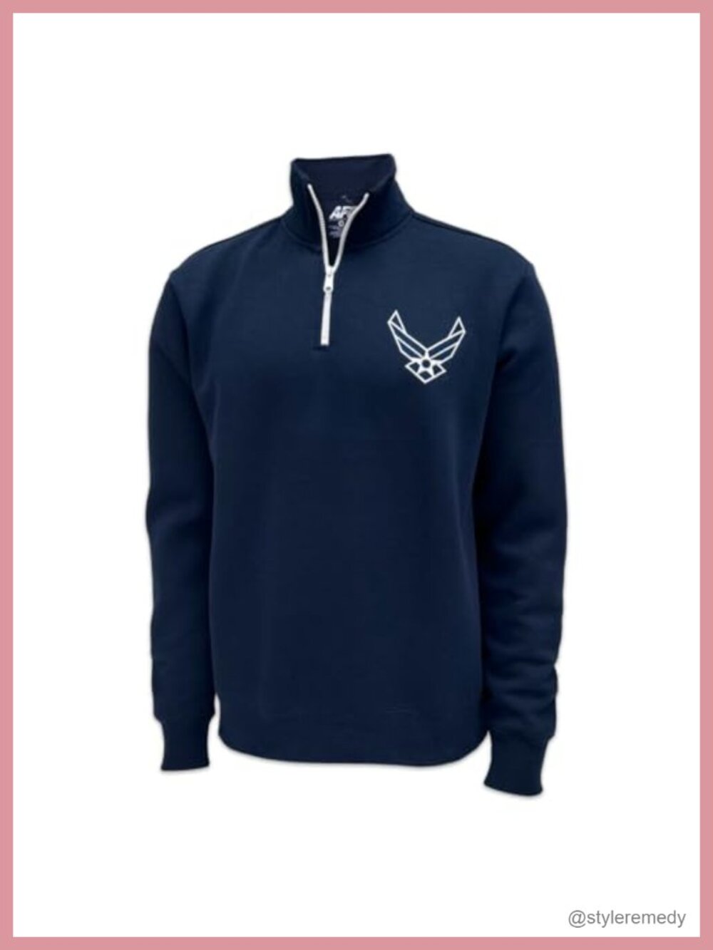 Embroidered Fleece Quarter Zip Sweatshirt Military Pullover